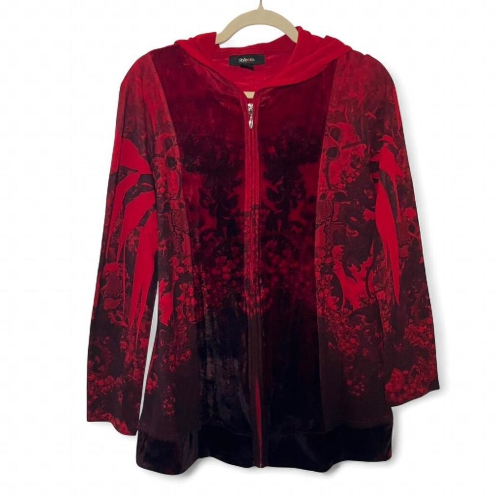 Red and Black Style & Co Zip Up Hoodie - M